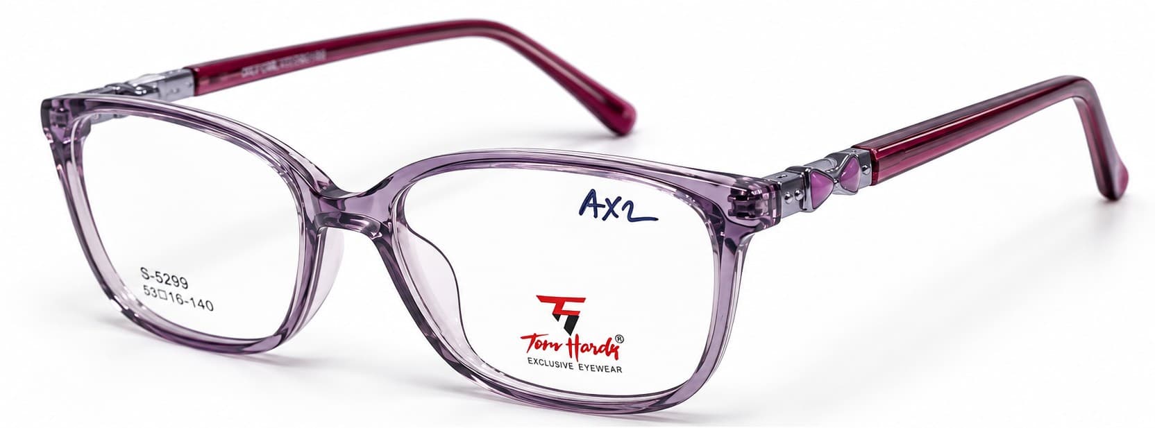 Tom Hardy Pink — Transparent Lilac & Pink rectangle eyeglasses