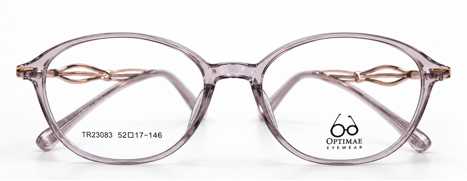 Optimae — Transparent Lavender & Rose Gold oval eyeglasses